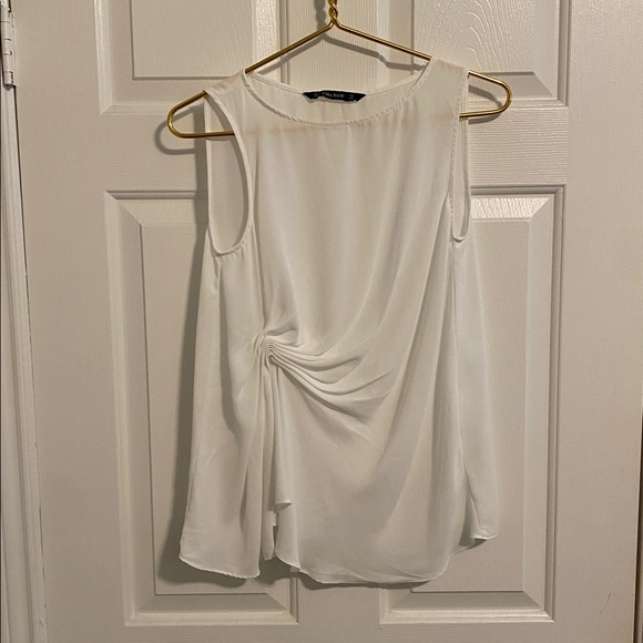 Zara Basics White Sleeveless Side Drape Top Size S - Picture 1 of 5